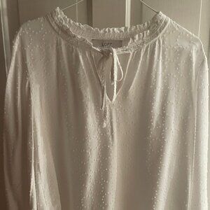 LOFT Slightly Off-White Tie Neck XS Blouse